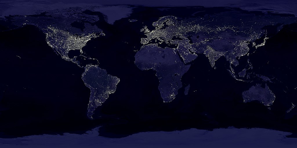 image composite de la Terre la nuit